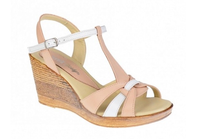 Sandale dama din piele naturala platforme de 7 cm - LS51BEJA